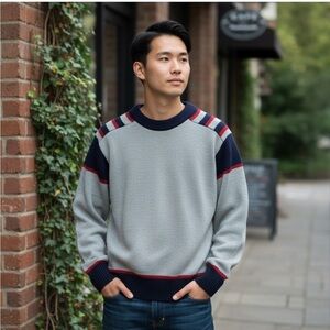 Vintage Columbia Knit Thunderbird Wool Sweater Size Large **flawed**